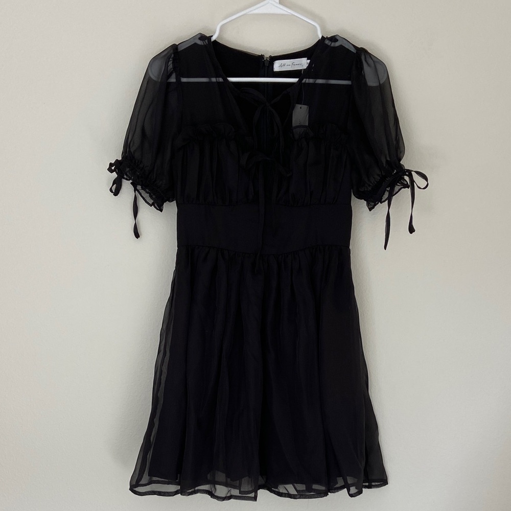 All in Favor Black Sheer Sleeve Dress